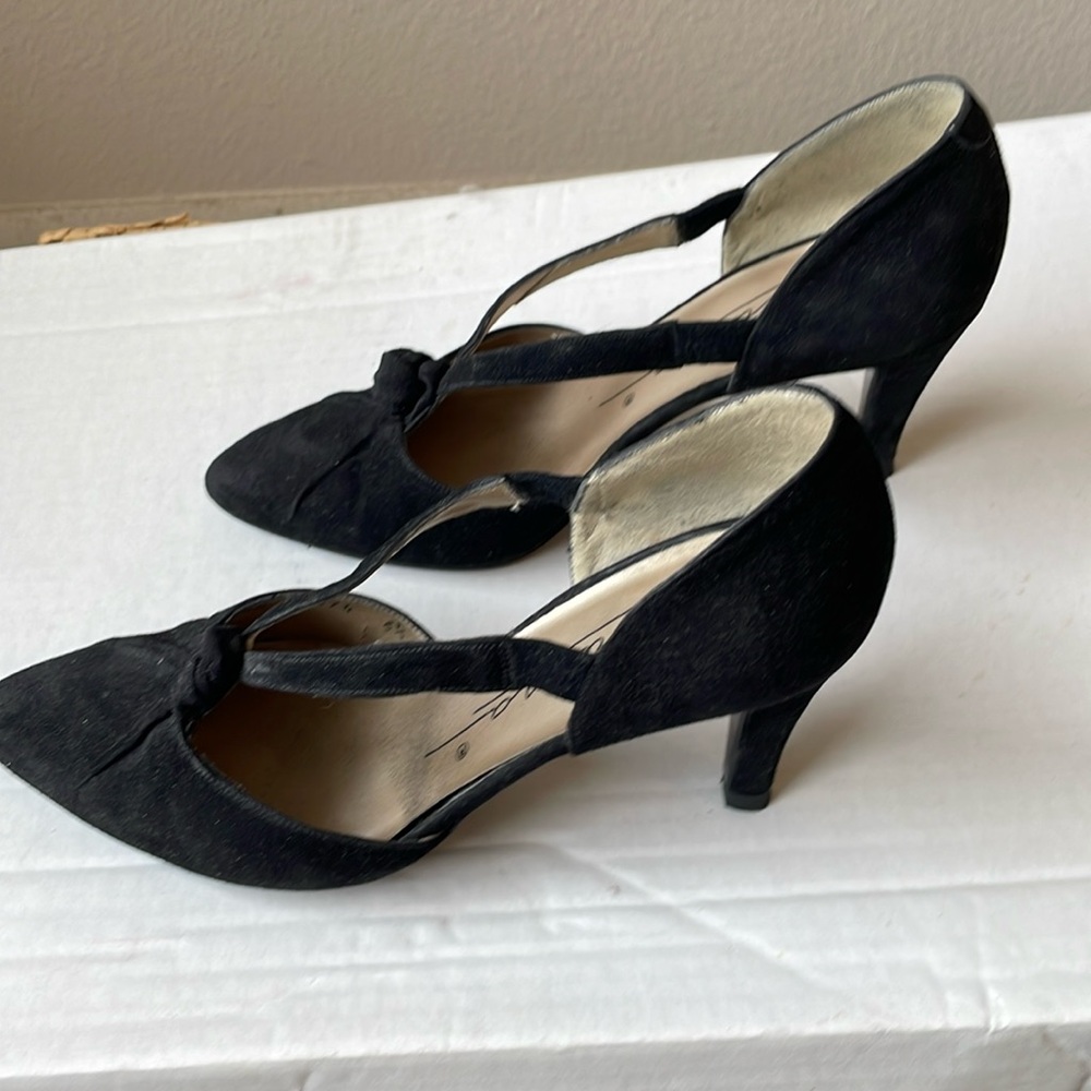 Caressa black suede high heeled shoes